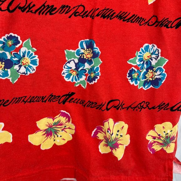 Vintage Liz Sport One size Petite 90s y2k Hawaiian print striped t-shirt red OS - Picture 5 of 8